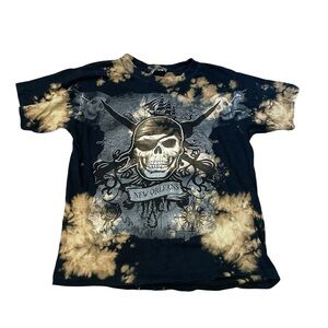 Kid-U-Not Black & Brown Tie Dye Skull Graphic Shirt Size XL Kids Unisex EUC